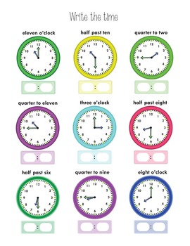 Telling Time Worksheets by Easy Peasy Learners | TpT