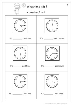 Telling Time Worksheets by Miss Jelena's Classroom | TpT