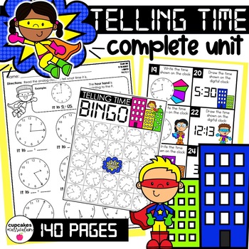 Preview of Telling Time Worksheets, Games, and Flashcards