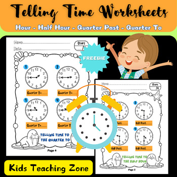 Preview of Telling Time Worksheets Grade 1 Math Practice