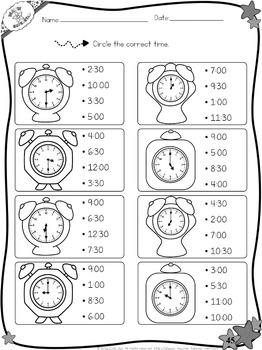 telling time worksheets hour half hour sample tpt