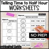 Telling Time Worksheets to the Half Hour 