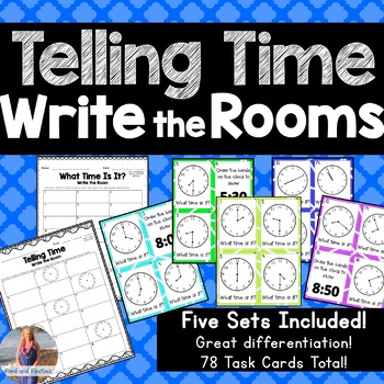 Preview of Telling Time Write the Room Task Cards *FIVE SETS!*