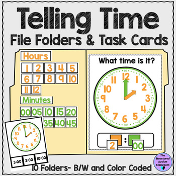 Preview of Telling Time and Clock File Folders and Task Cards for Special Education