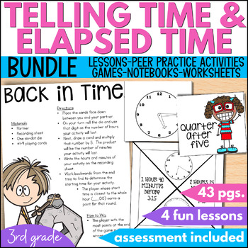 Preview of Telling Time and Elapsed Time Practice, Games, Worksheets, Activities, & Lessons