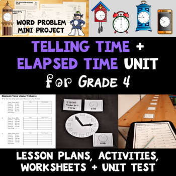 Preview of Telling Time + Elapsed Time Unit for Grade 4 - BC/Ontario Curriculum