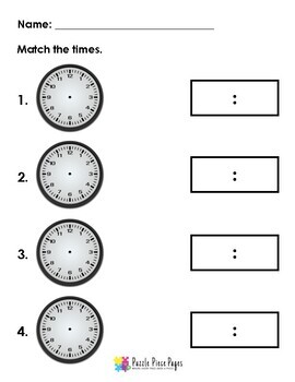 telling time match and write printable worksheets blank clocks