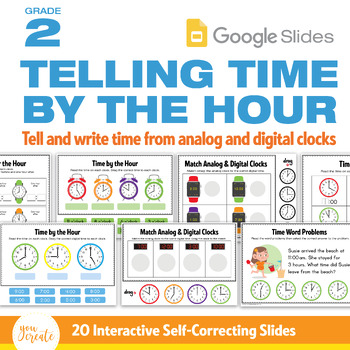 Preview of Telling Time by the Hour | Interactive Boom Cards™ and Google Slides 2.MD.C.7