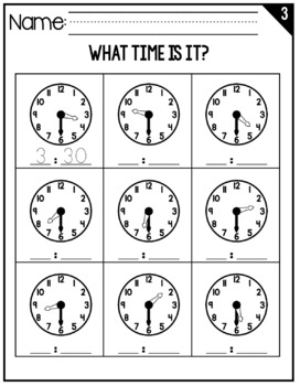 telling time hour and half hour bundle by kindergarten