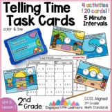 Telling Time in 5-Minute Intervals | Task Cards for 2nd | 