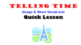 Telling Time in French (Basic Intro and Vocab Phrases): Fr