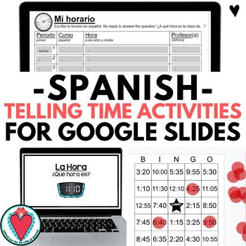 Preview of Telling Time in Spanish Lessons Spanish Games, Activities Google Slides La Hora