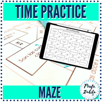 Preview of Telling Time in Spanish Maze Practice Activity | Digital & PDF