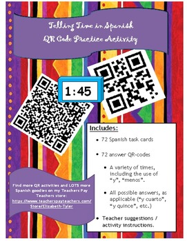 Preview of Telling Time in Spanish - QR Task Cards