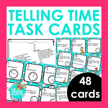 Preview of Telling Time in Spanish Task Cards | Spanish Vocabulary for Telling Time