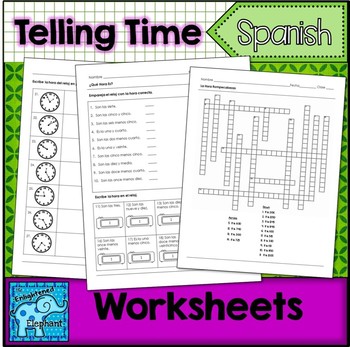 Preview of Telling Time  in Spanish Worksheets