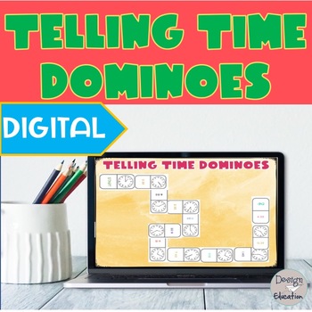Preview of Digital Telling Time Dominoes l Distance Learning