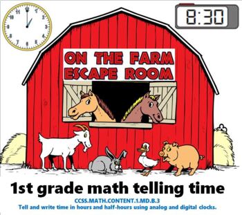 Preview of Telling Time on the Farm digital "escape room"