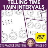 Telling Time to the Minute | Math Review Worksheets | 2nd 