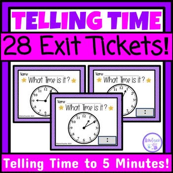 Preview of Telling Time to 5 Minutes Exit Tickets Assessments Telling Time Special Ed Math