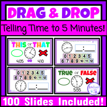 Preview of Telling Time to 5 Minutes Math Center Activities Telling Time Stations SPED Math