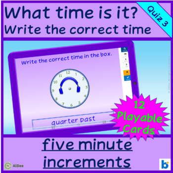 Preview of Telling Time to 5 Minutes US Audio Quiz 3