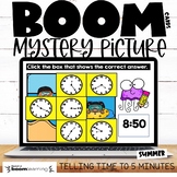 Telling Time to 5 minutes Mystery Picture Boom Cards™ Dist