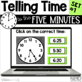 Telling Time to Five Minutes Set #1  - Boom Cards™ -  Digi