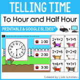 Telling Time to Hour and Half Hour Activities Task Cards &