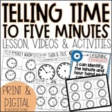Telling Time to the 5 Minute Worksheets | 2nd or 3rd Grade
