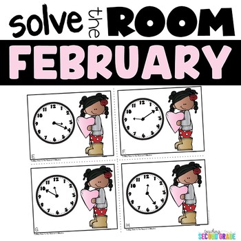 Preview of Telling Time to the 5 Minutes - Valentines Day Task Cards February Morning Tubs