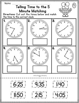 Telling Time To The 5 Minutes Worksheets By The Froggy Factory | Tpt