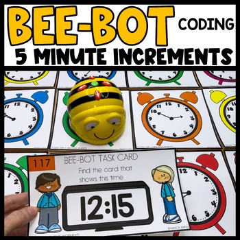 Preview of Bee Bot Printables Telling Time to the Nearest 5 minutes & Blue Bots Coding Mat
