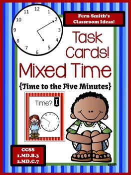 Preview of Telling Time to the Five Minutes Task Cards Freebie
