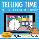 Telling Time to the Half Hour BOOM CARDS Digital Task Cards
