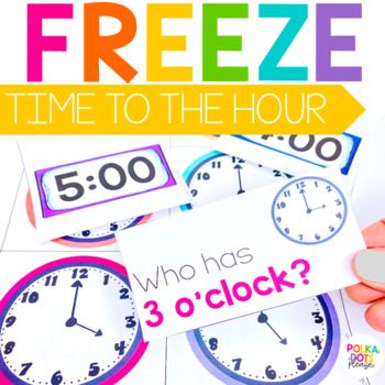 Preview of Telling Time to the Hour Game | Time Worksheets | FREEZE Movement Math Activity