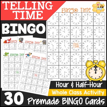 Preview of Telling Time Bingo Game (Hour & Half Hour)