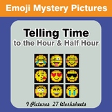 Telling Time to the Hour & Half Hour - Emoji Math Mystery 