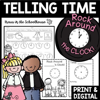 Preview of Telling Time to the Hour Half Hour Minute Easel Activity Distance Learning