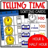 Telling Time to the Hour Half Hour Pocket Chart Sorting Cards