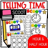 Telling Time to the Hour Half Hour Scoot Game Worksheets