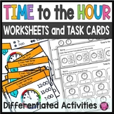 Telling Time to the Hour Worksheets & Task Cards - 1st Gra