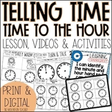Telling Time to the Hour Worksheets | 1st or 2nd Grade Tel