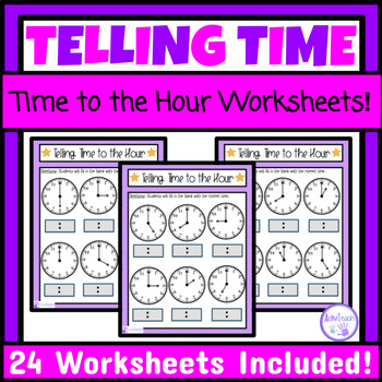 Preview of Telling Time to the Hour Worksheets Packet Special Education Math Life Skills