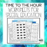 Telling Time to the Hour Worksheets for Special Education & ESY