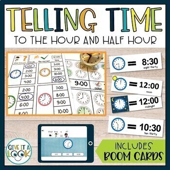 Preview of Telling Time Worksheets | Telling Time to the Hour and Half Hour Practice