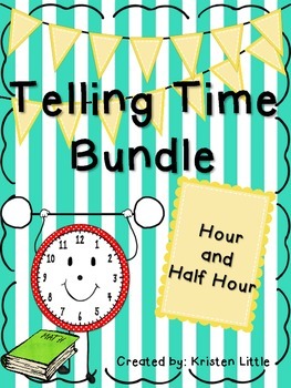 Preview of Telling Time to the Hour and Half Hour Activity Pack and Book BUNDLE