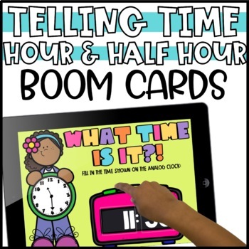 Preview of Telling Time to the Hour and Half Hour Boom Cards