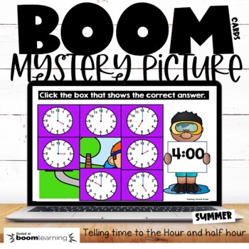 Preview of Telling Time to the Hour and Half Hour Boom Cards™ Distance Learning