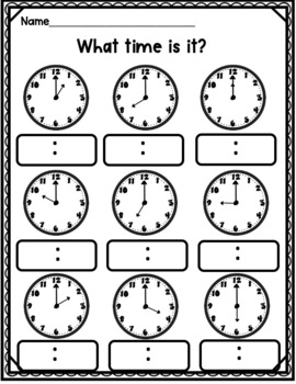 Telling Time to the Hour and Half Hour Center Activities by Teaching ...